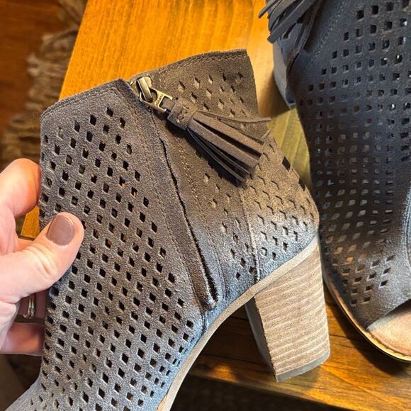 Toms Navy Heeled Ankle Boots - Picture 3 of 12